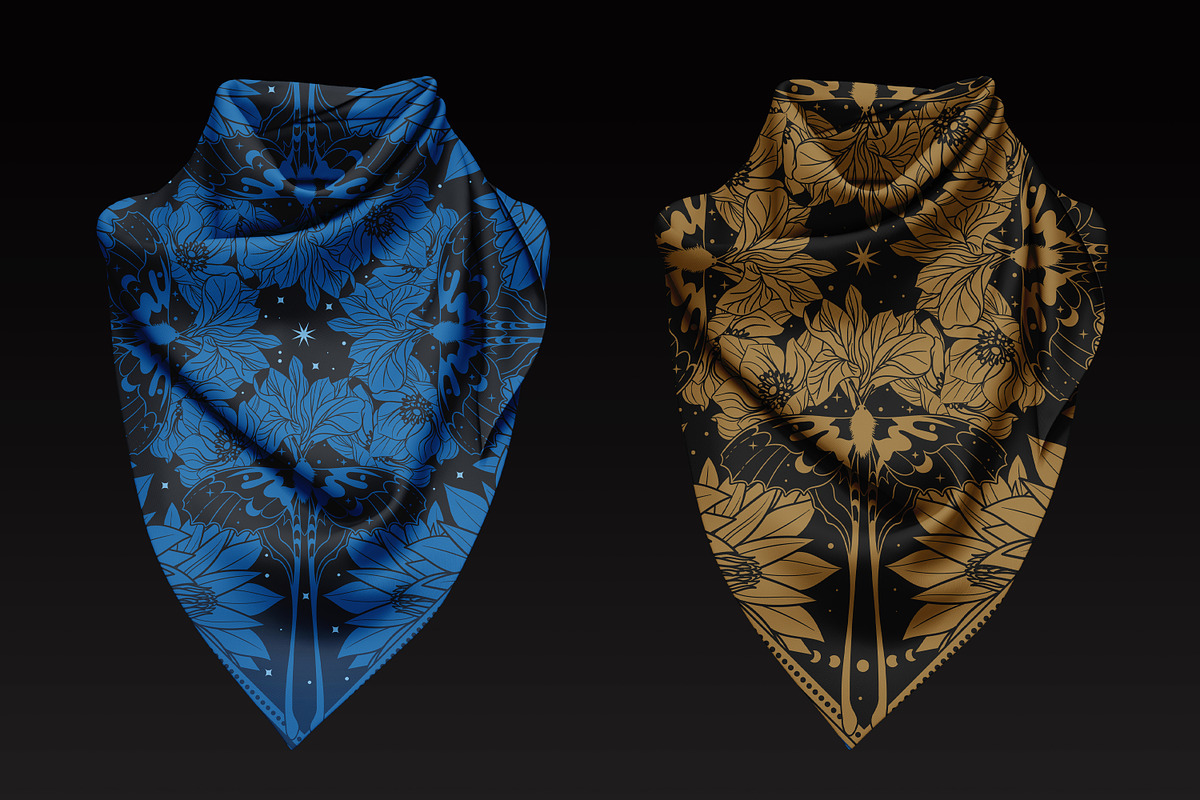 Night garden. Vector bandana design, a Pattern Graphic by Nadia Murash (Photo 4 of 4)