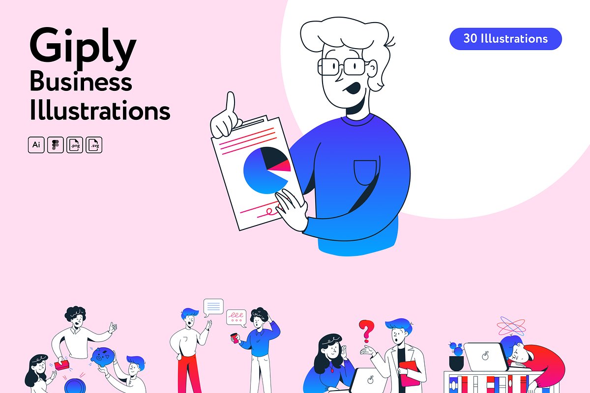 Giply Office Illustrations, a Finance Illustration by Welovegraphics (Photo 7 of 7)