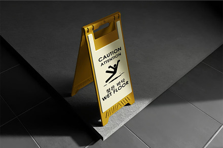 Wet Floor Sign Mockup
