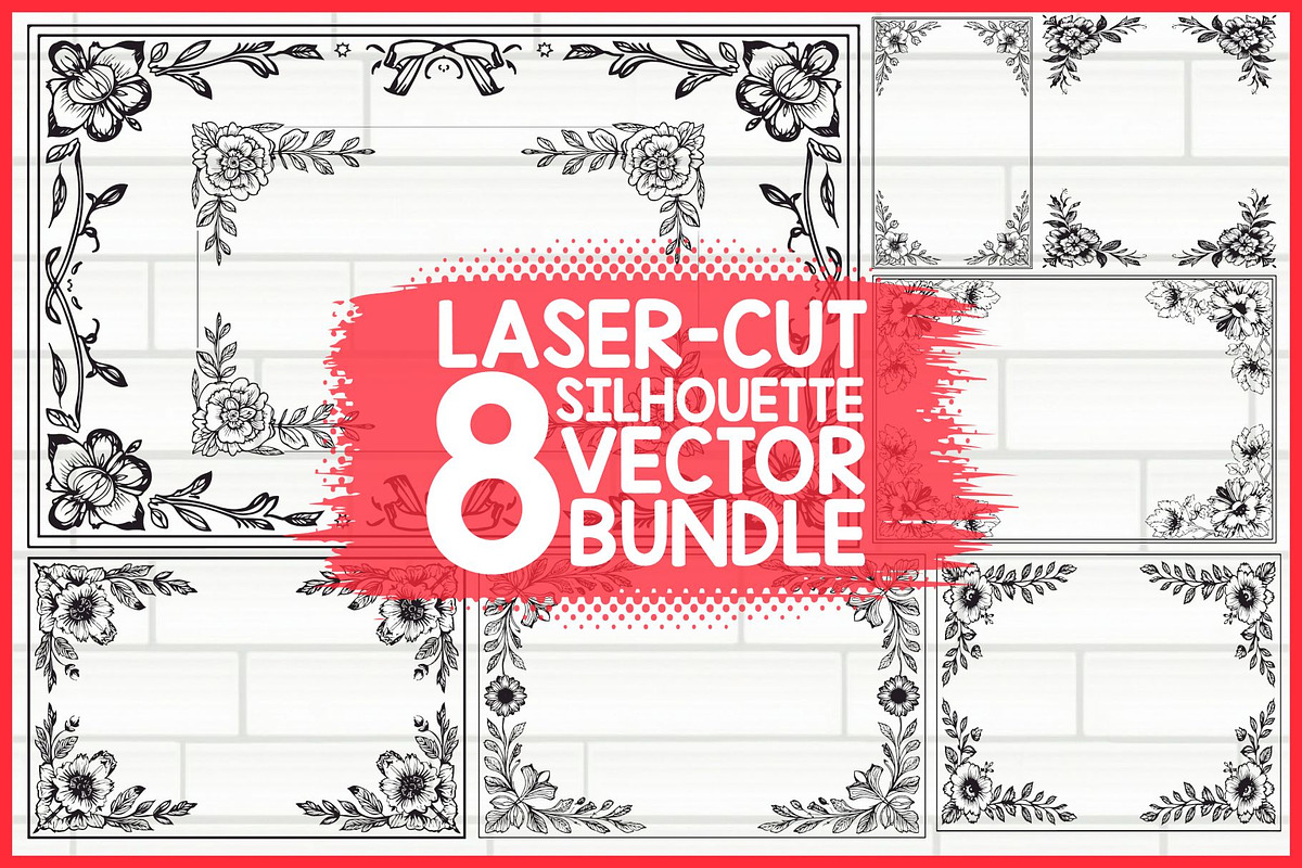 Floral Laser Cut Frame Set, an Illustration by jahid234 (Photo 1 of 9)