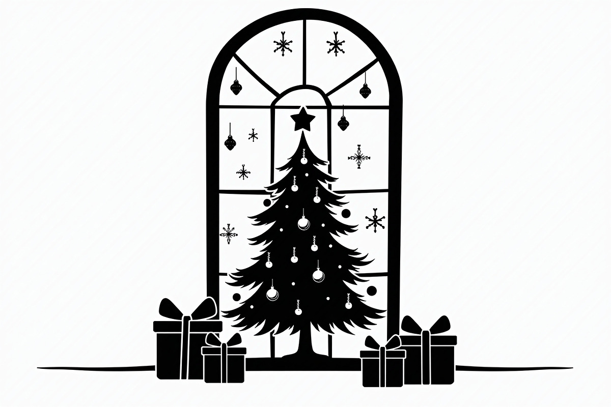 Festive Christmas Tree Silhouette Se, an Illustration by BIPLOB EXPERT (Photo 3 of 20)
