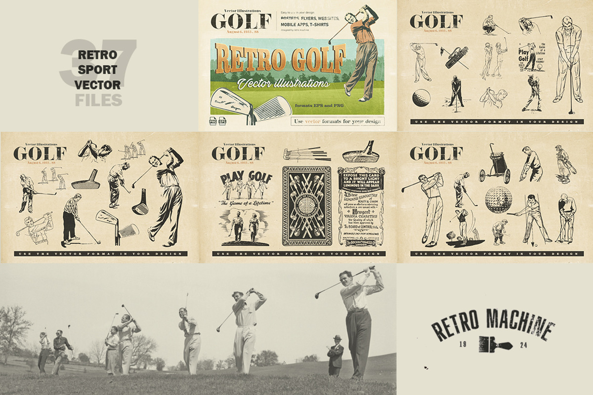Retro Sports Art Bundle 8 in 1, an Illustration by Retro Machine (Photo 5 of 9)