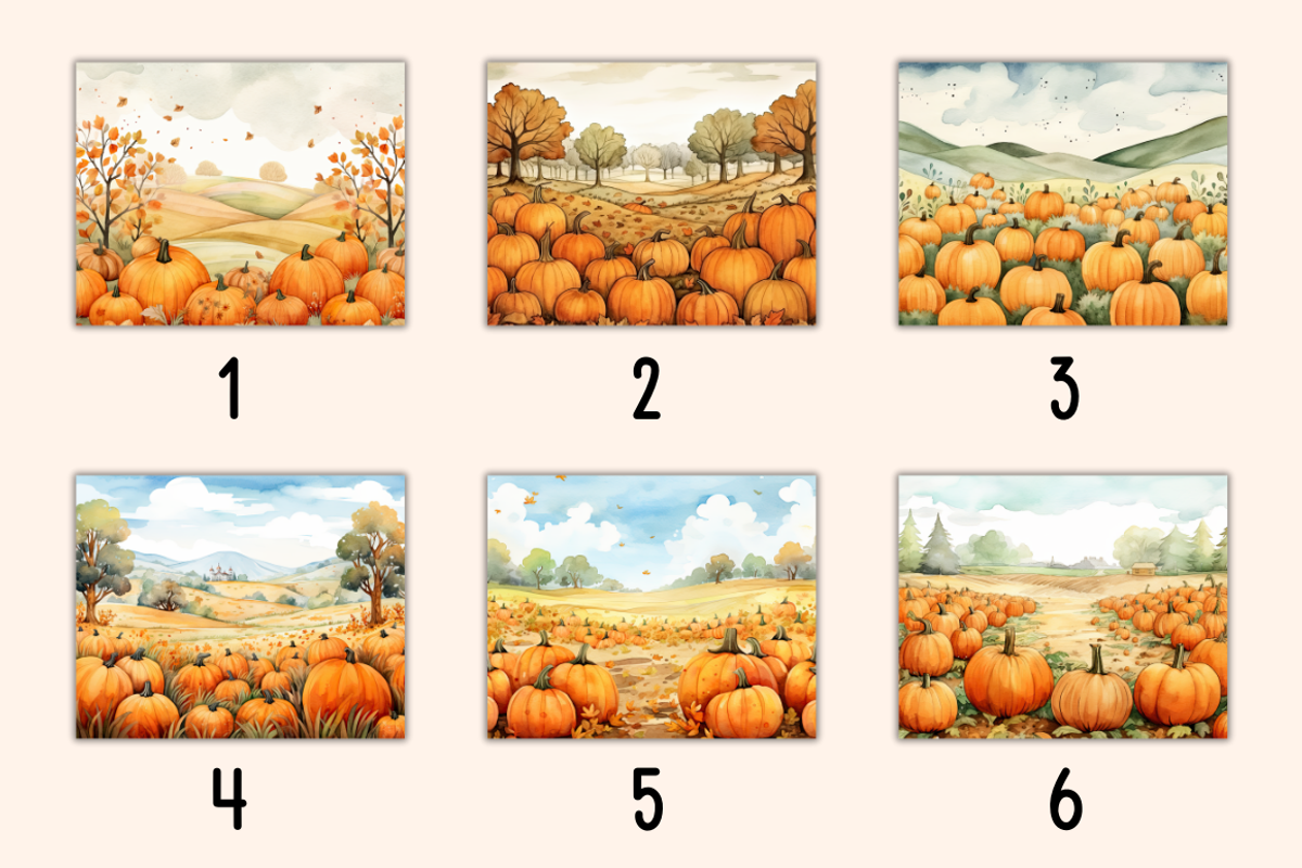 18 Watercolor Pumpkin Landscapes, a Seasonal Illustration by Dreamy Little Graphics (Photo 3 of 5)