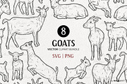 Goat & Baby Goat SVG Clipart Set, an Animal Illustration by MadliArt (Thumbnail 1 of 4)