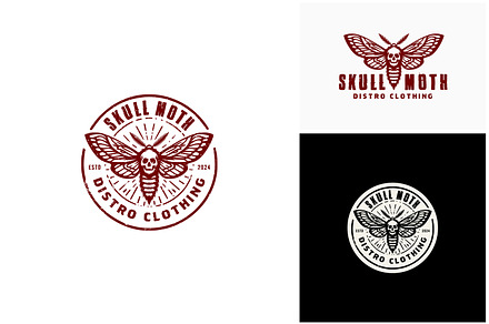 Moth Wingspan Skull Label Logo, a Branding & Logo Template by Enola99d