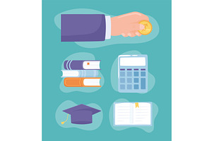 education invest cartoon, an Object Illustration by studiogstock