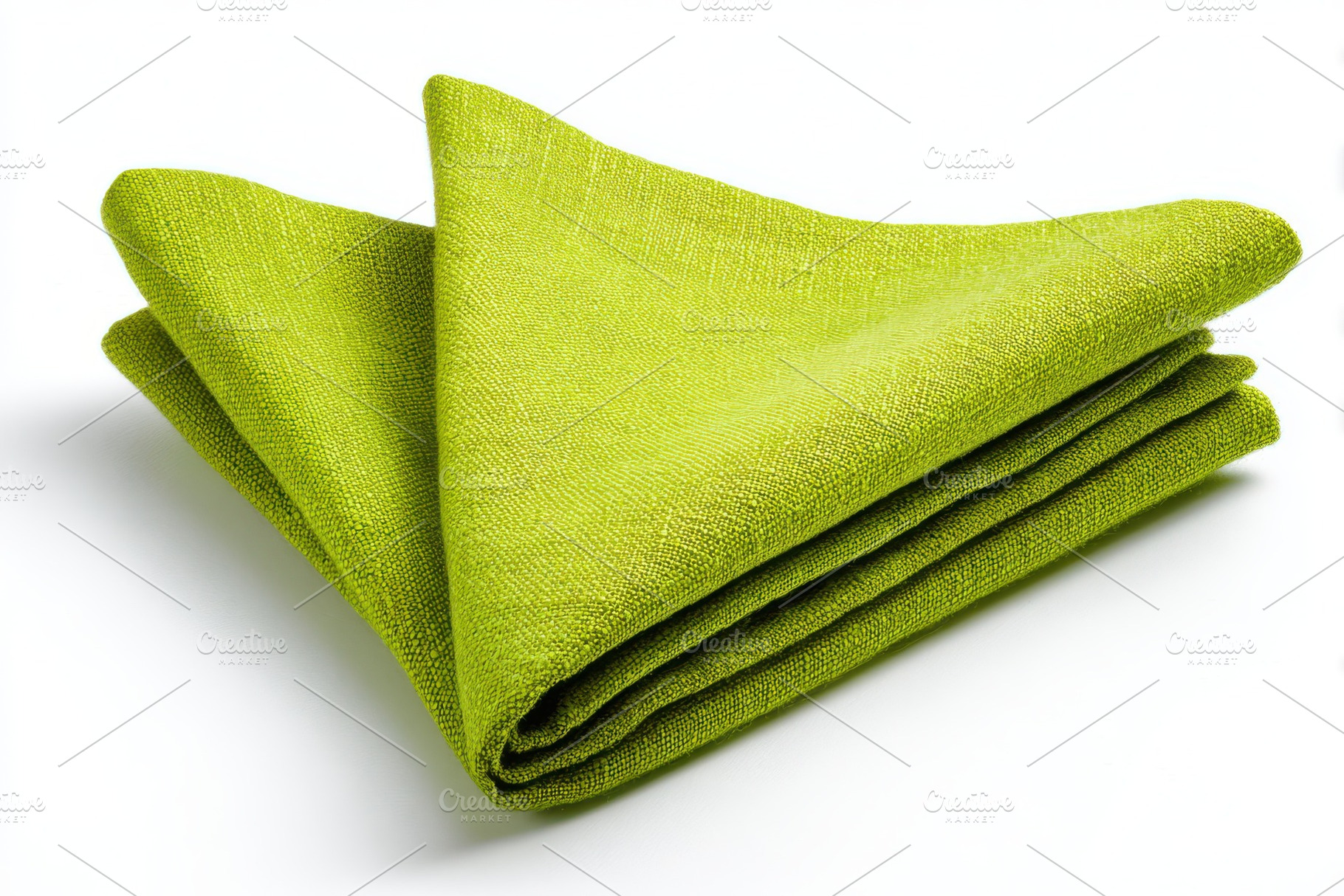 Folded lime green linen fabric textu, a Photo by Pixeness Studio