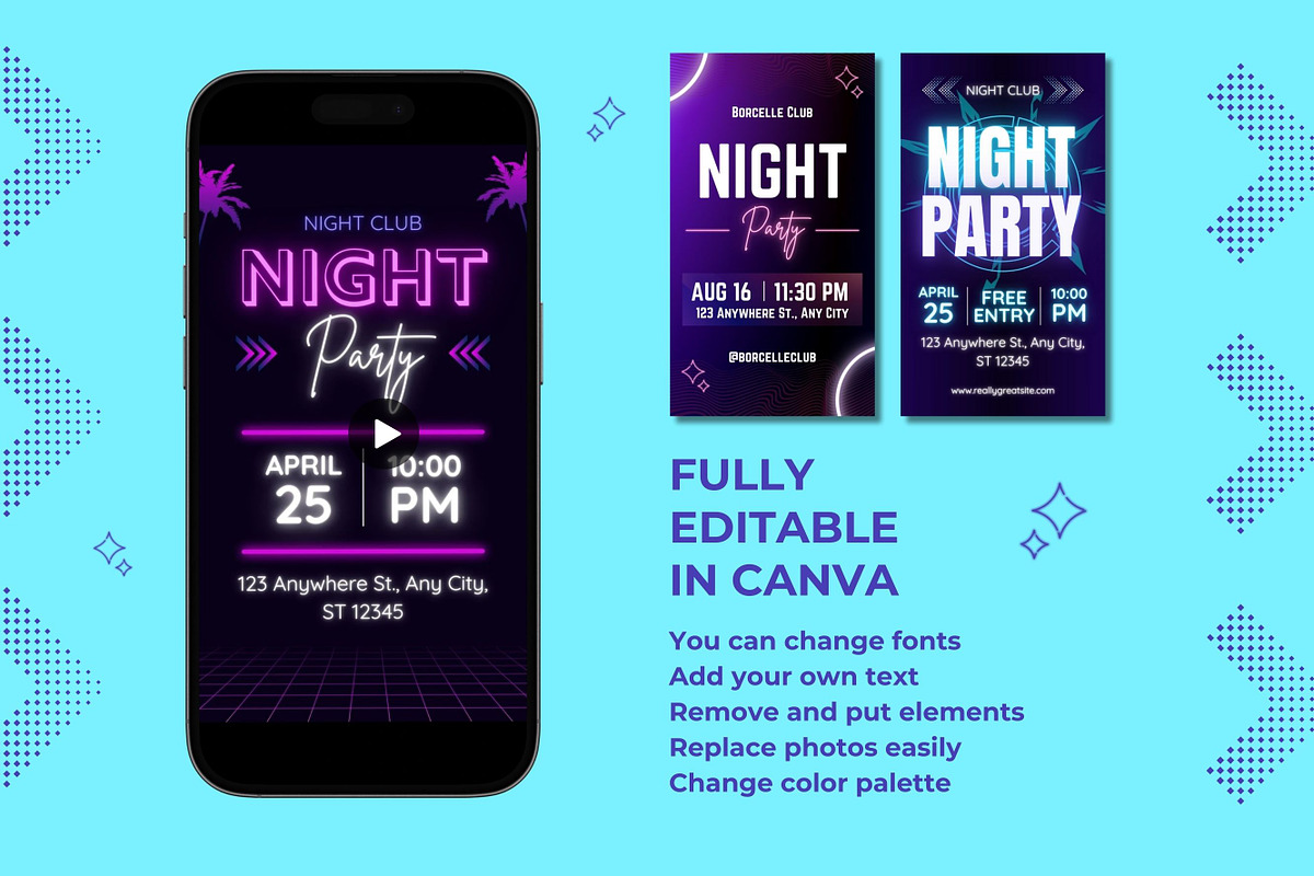 Neon Night Party Instagram Story, a Templates & Theme by TemplateCastleStore (Photo 9 of 9)