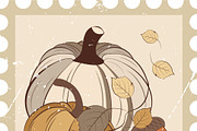 Vintage Autumn Postage Stamps, a Seasonal Illustration by JYa_Design (Thumbnail 6 of 7)