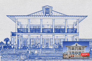 Architect Blueprint Photoshop Action