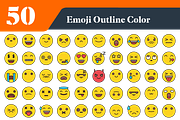 Emoji Outline Color Icons Bundle, an Emoji Icon by EllaMaiyaali (Thumbnail 3 of 3)