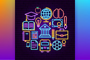 Education Back to School Neon Icons, an Outline Icon by Anna_leni (Thumbnail 4 of 11)