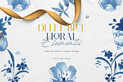 Delft Blue Floral Illustration Pack, a Decorative Illustration by BlueRobinDesignShop (Thumbnail 9 of 9)