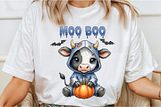 Moo Boo Halloween Cow PNG, an Illustration by DreamCafeArt (Thumbnail 4 of 6)