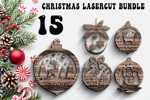 Christmas Ornament Laser Cut Bundle, a Graphic by balal