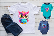 Cute rainbow owls. TShirt Sticker., an Animal Illustration by KENO Mascots (Thumbnail 6 of 7)