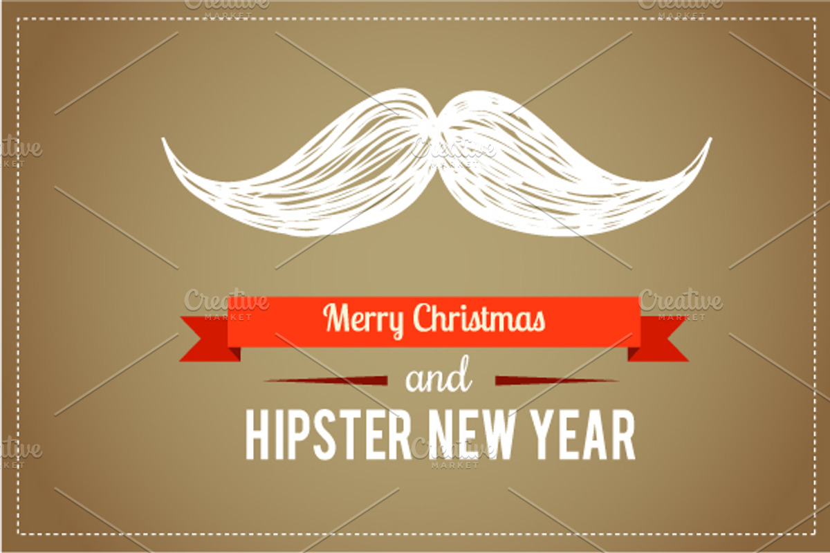 set of Hipster Christmas cards, a Decorative Illustration by Marish (Photo 4 of 4)
