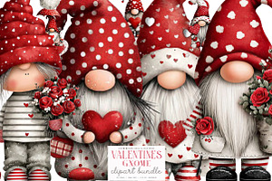 Watercolor Valentines Gnome Clipart, an Illustration by SinaCreation