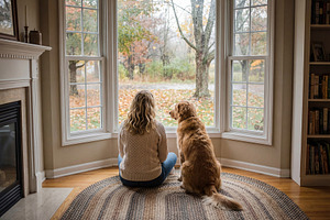 Woman and Golden Retriever Together, an Animal Photo by Virgo Studio