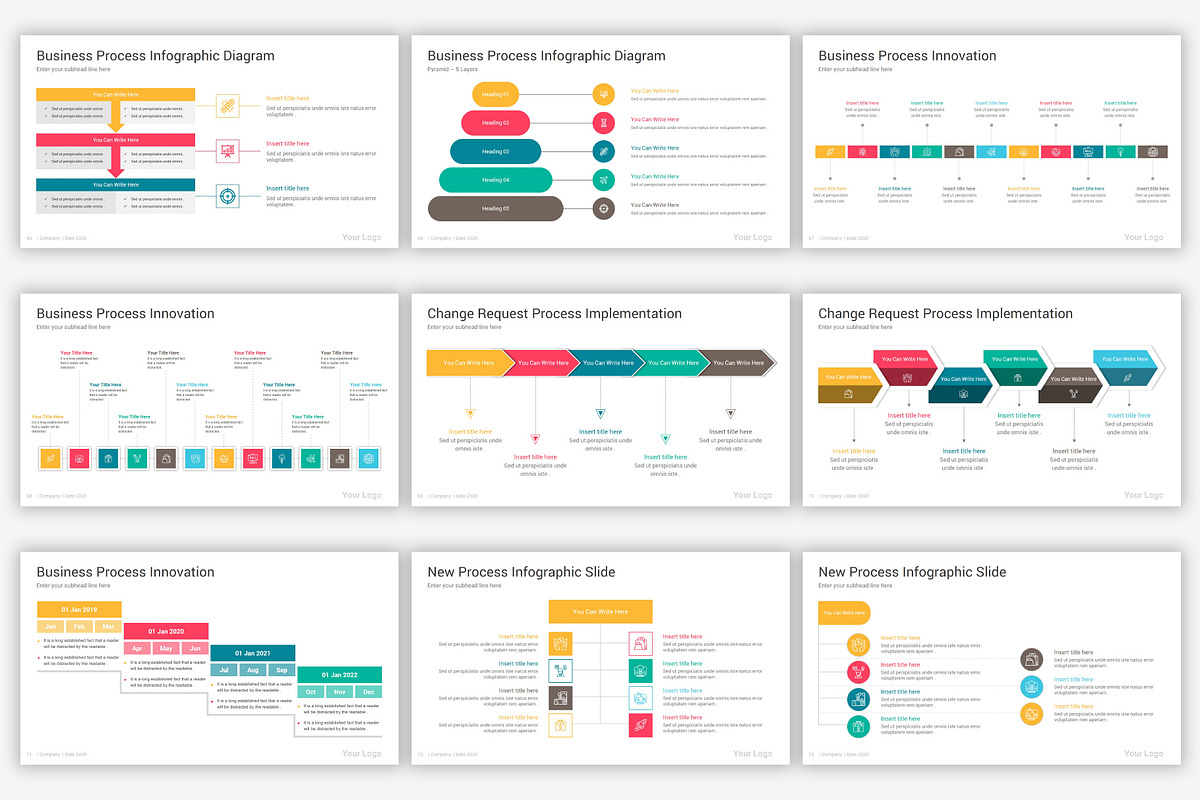 Process Google Slides Infographics, a Presentation Template by SlideOne
