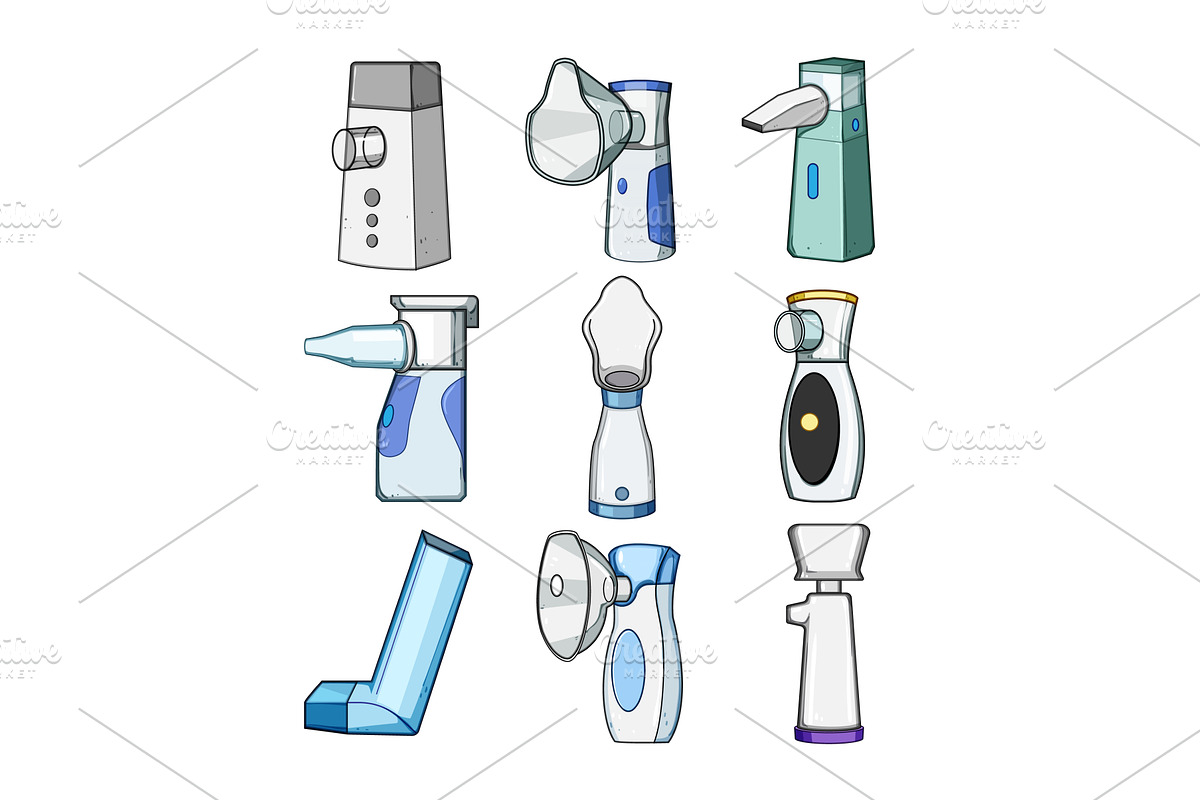inhaler portable set cartoon vector, an Object Illustration by pikepicture