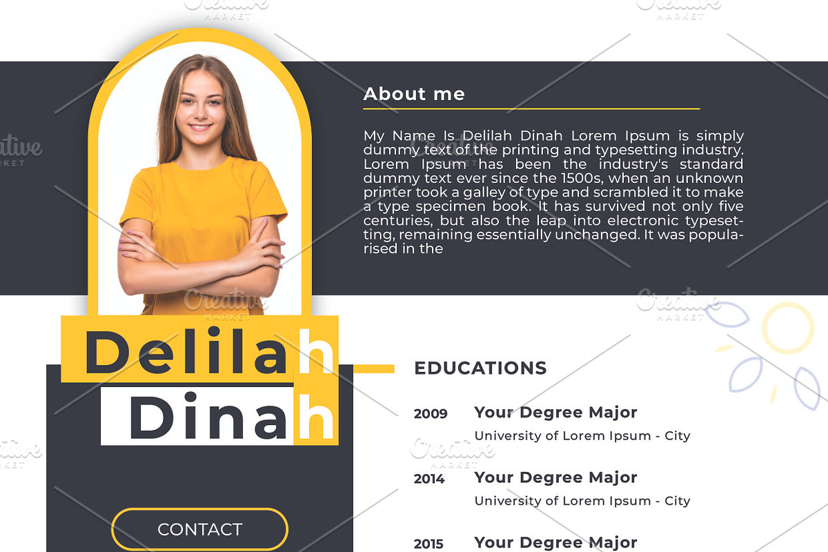 Delilah Dinah - Professional Resume, a Marketing Template by Cubex Design (Photo 3 of 4)