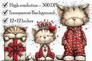 Whimsical Valentine Cat Clipart, an Illustration by Libby Wishes (Thumbnail 2 of 7)