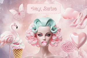 BARBIELAND Pink Graphic Collage Pack