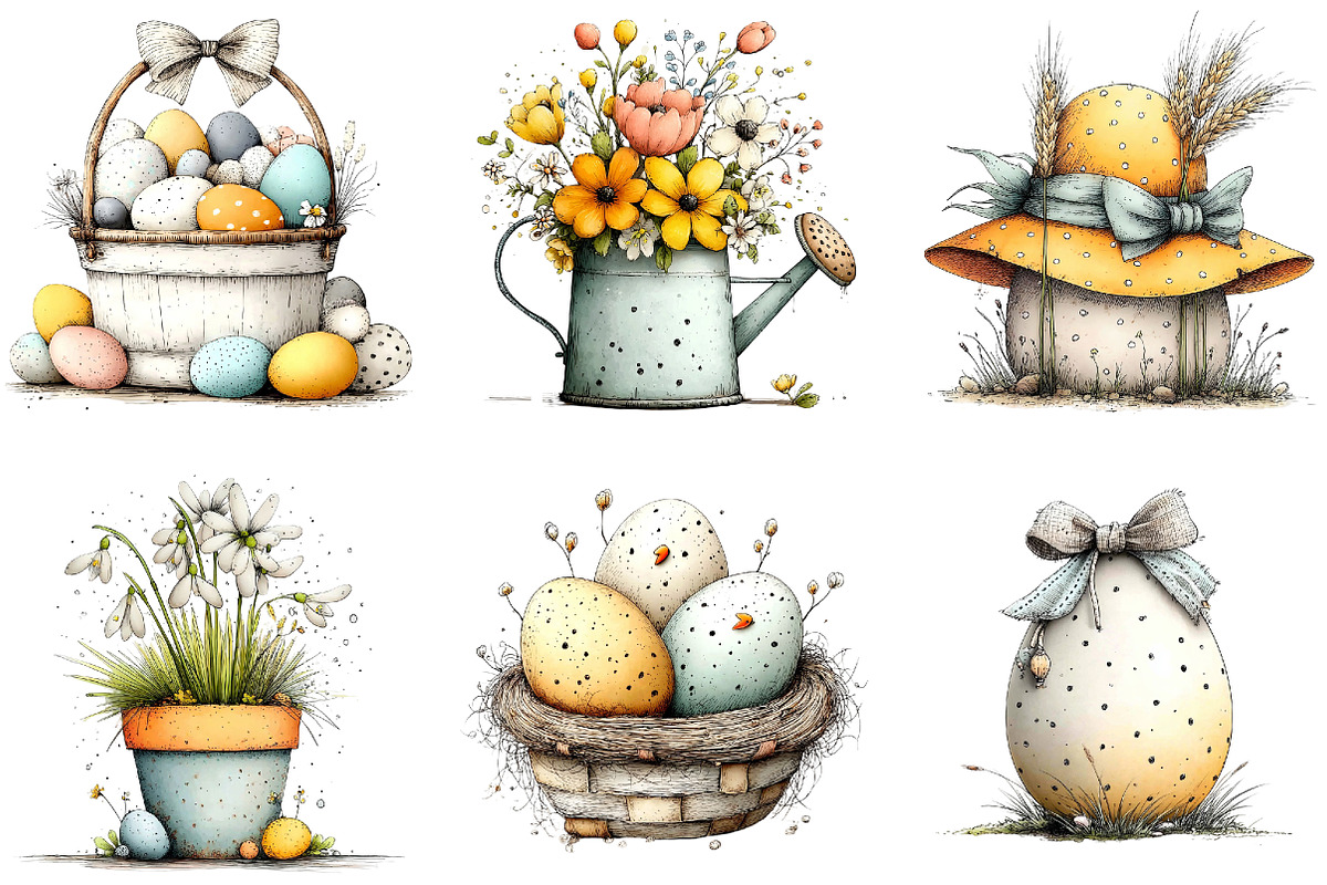 Watercolor Rustic Easter Clipart, an Illustration by Sublimation Artist (Photo 5 of 7)