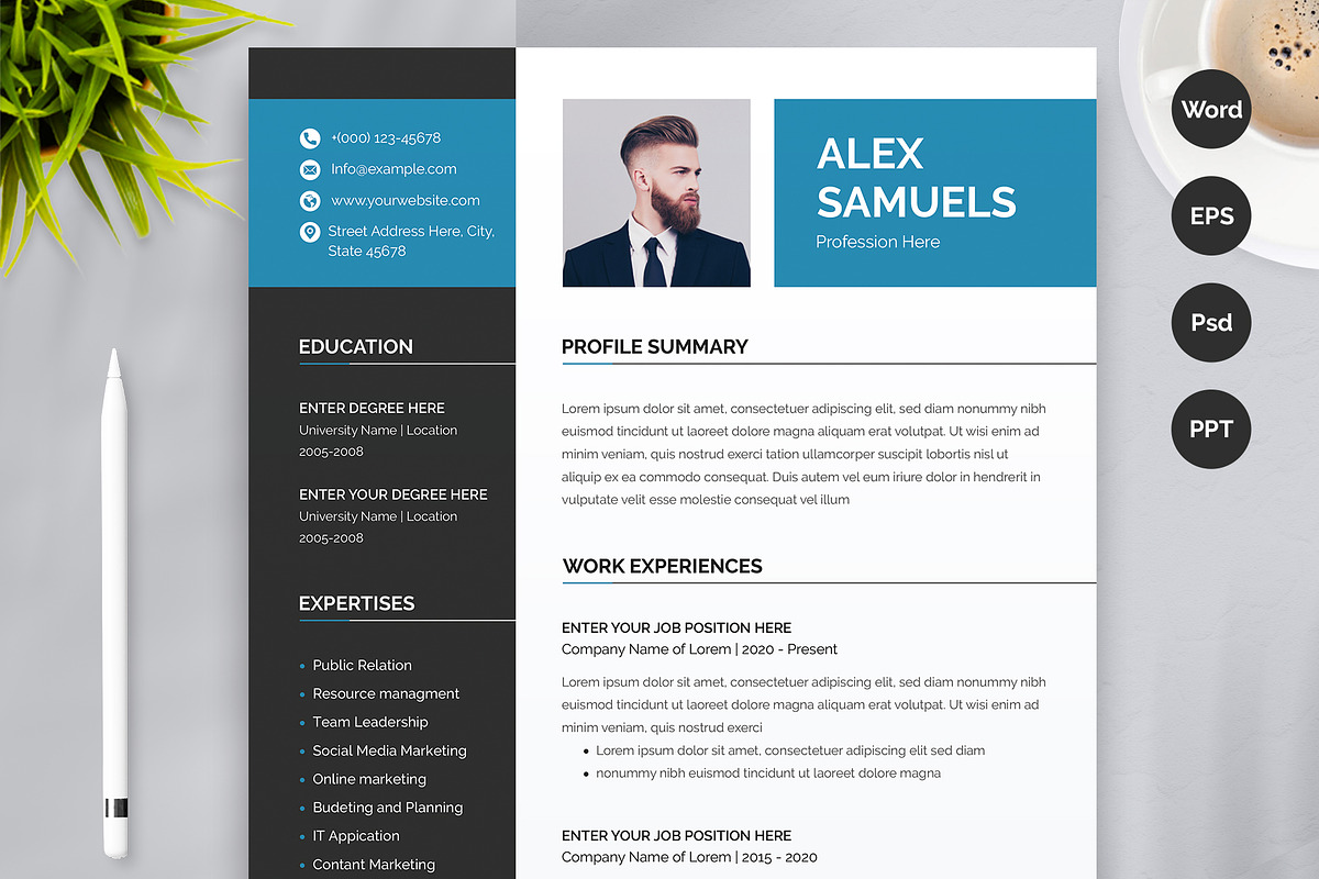 Professional Word Resume CV, a Resume Template by Aspect_Studio (Photo 1 of 4)