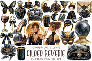 Watercolor Gilded Reverie Clipart, an Illustration by OK Design (Thumbnail 1 of 5)