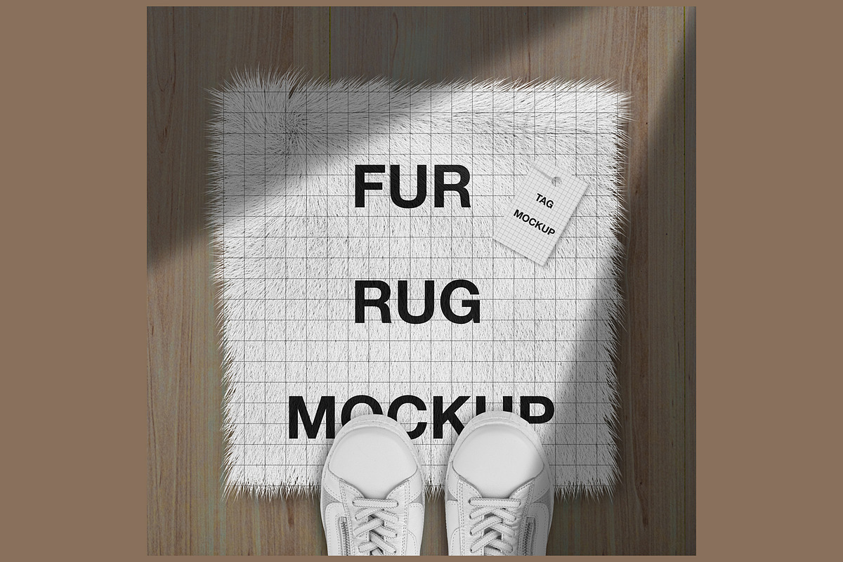 Square fur rug mockups., a Mockup by moqirynart (Photo 14 of 16)