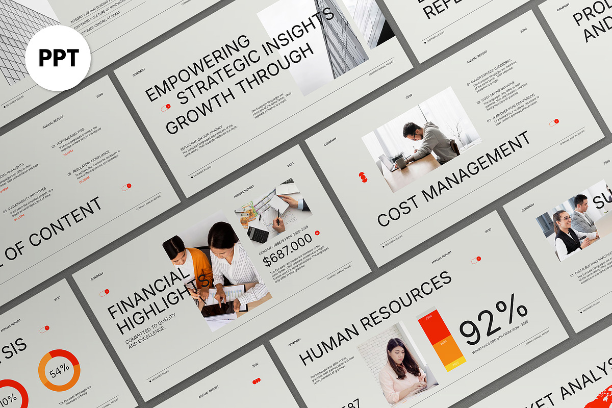 Gray Modern Annual Report PPT, a Presentation Template by graphicook (Photo 1 of 5)