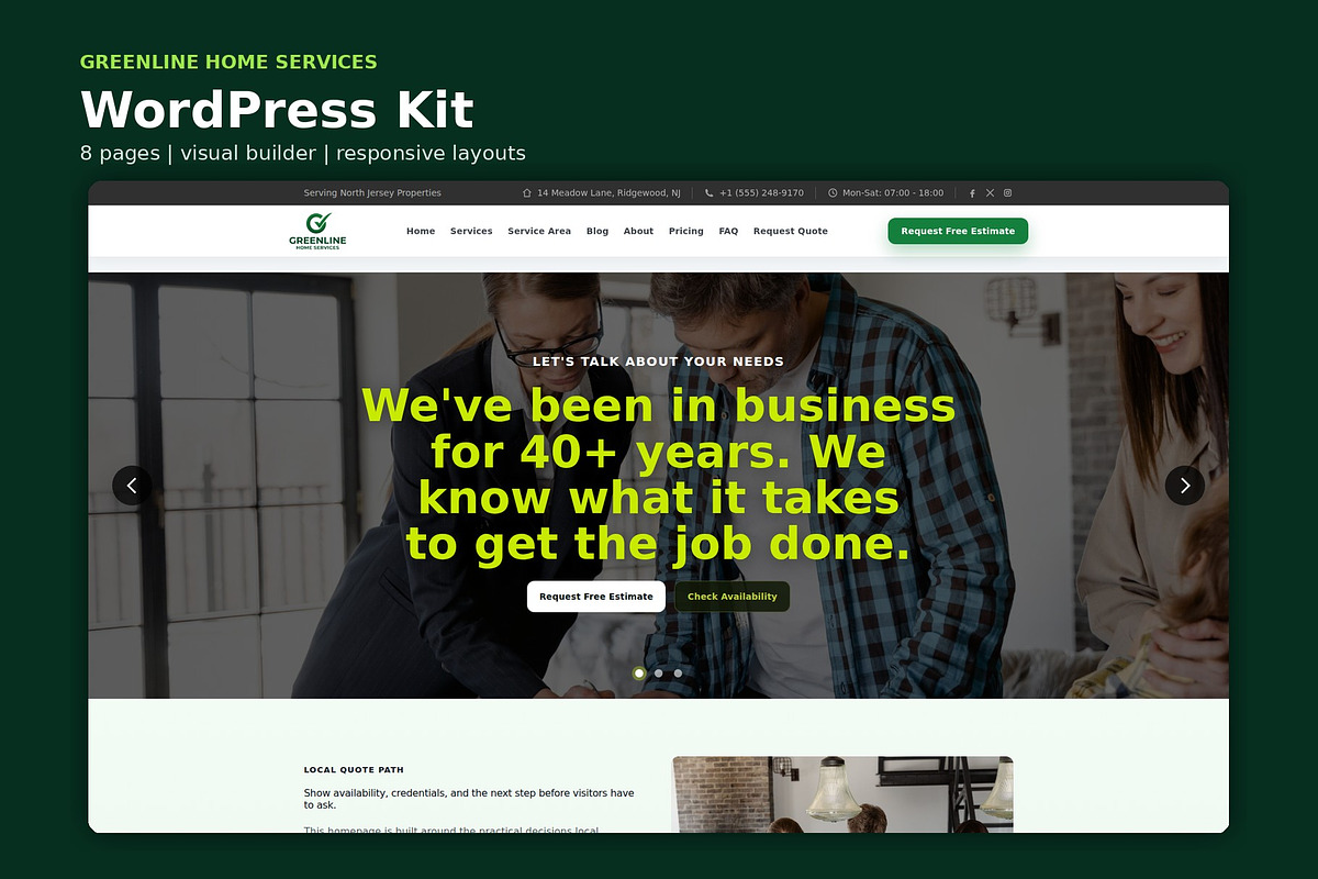 Greenline Services WordPress Kit, a WordPress Template by Fixstable Studio (Photo 1 of 15)