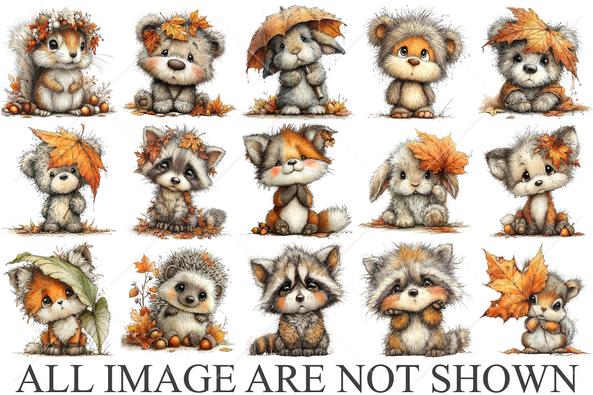 Whimsical Autumn Animals Clipart, a Seasonal Illustration by Canvas Craft (Photo 4 of 10)