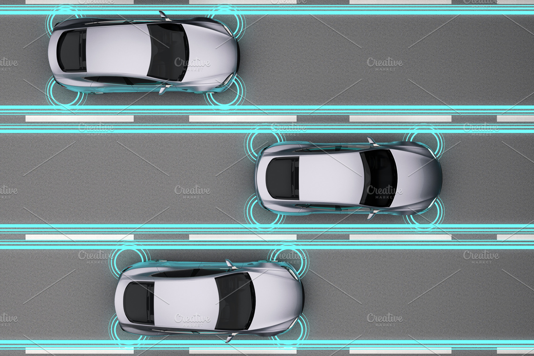 traffic autopilot car with distance, a Transportation Photo by digibox