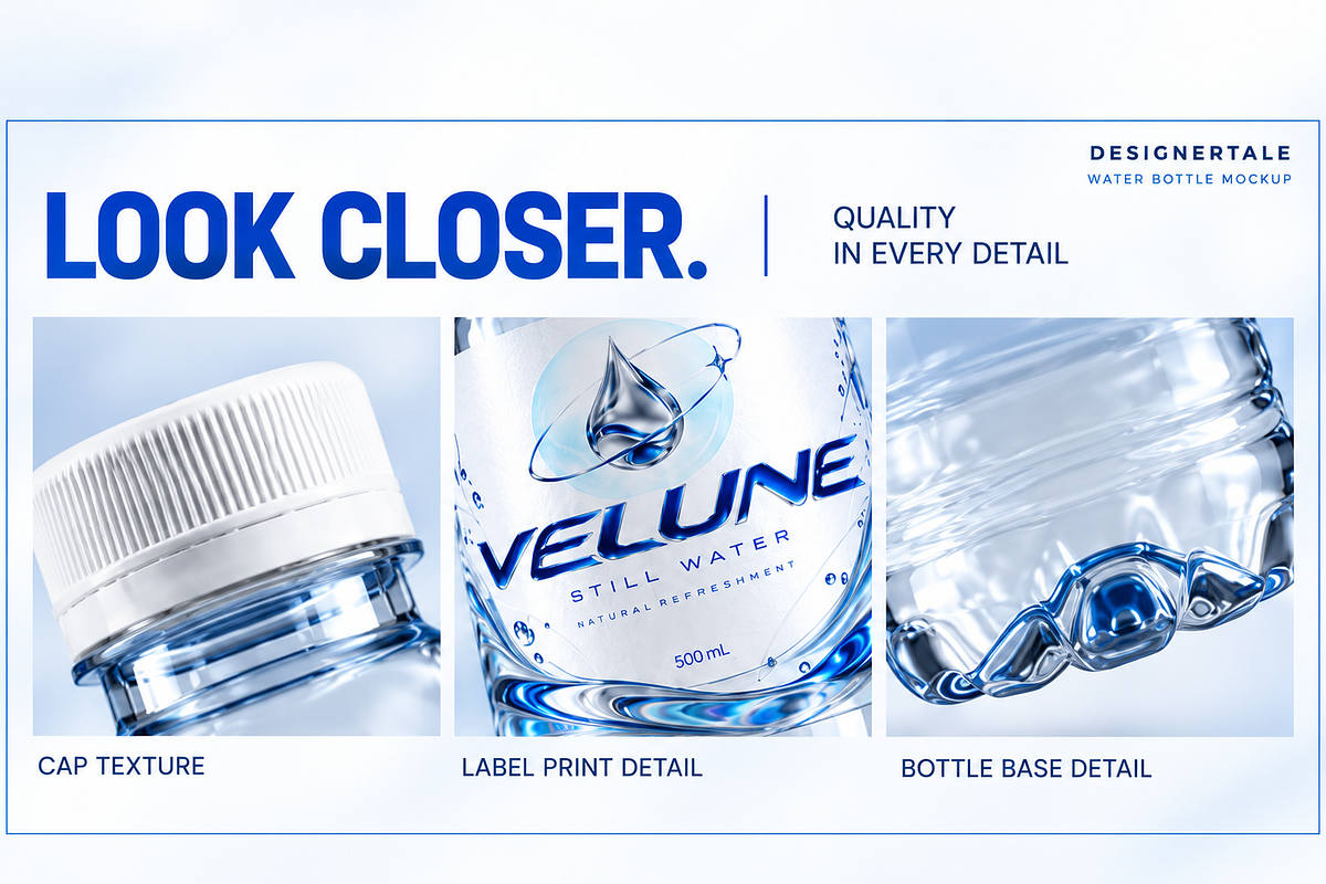 Floating Water Bottle Mockup PSD, a Packaging Mockup by Designertale (Photo 7 of 10)