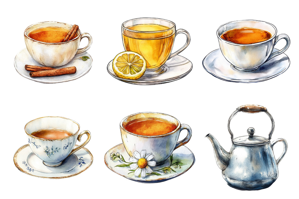 Watercolor Tea Clipart, an Illustration by Daily.Designs (Photo 4 of 5)