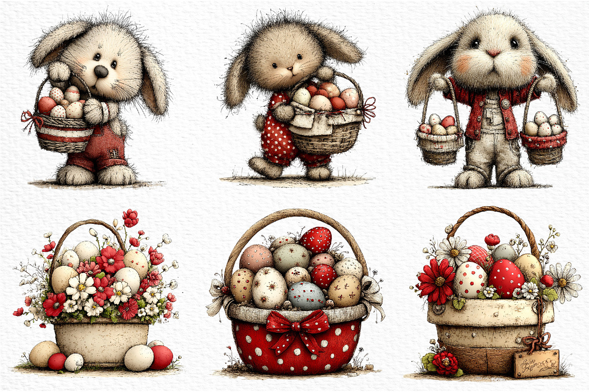 Whimsical Easter Eggs Basket Clipart, an Illustration by Craft Nest (Photo 9 of 11)