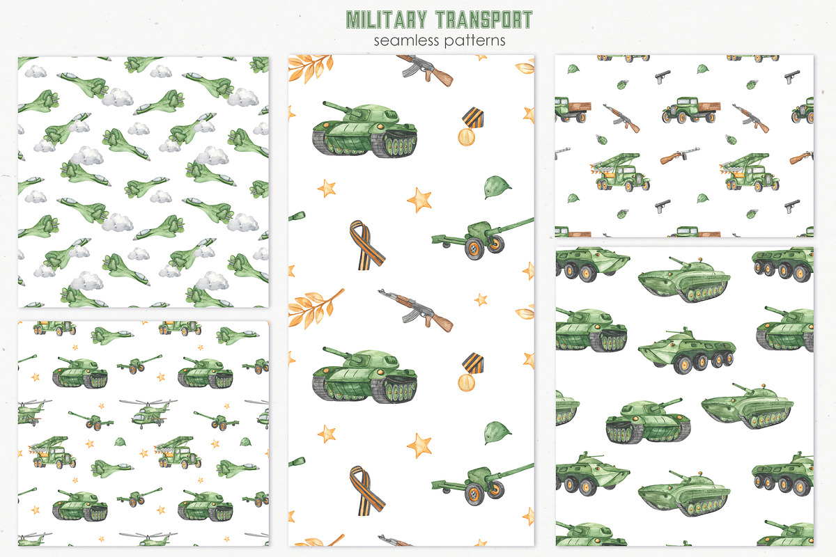 Military transport watercolor, a Transportation Illustration by Marina Ermakova (Photo 7 of 9)