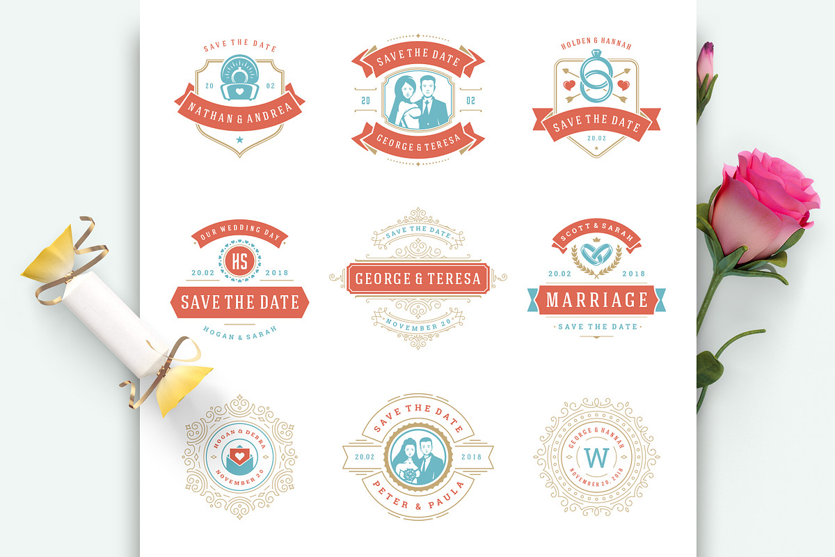 18 Wedding Logos and Badges, a Branding & Logo Template by Vasya Kobelev (Photo 10 of 13)
