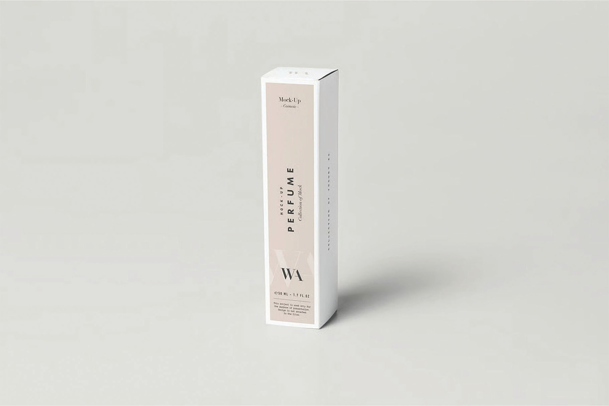Minimal Perfume Cardboard Box Mockup, an Advertising Mockup by DesignRushMarket (Photo 2 of 2)