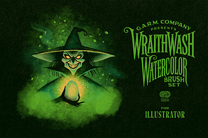 Wraithwash Watercolor (Illustrator), a Brush Add-On by G.A.R.M. Company