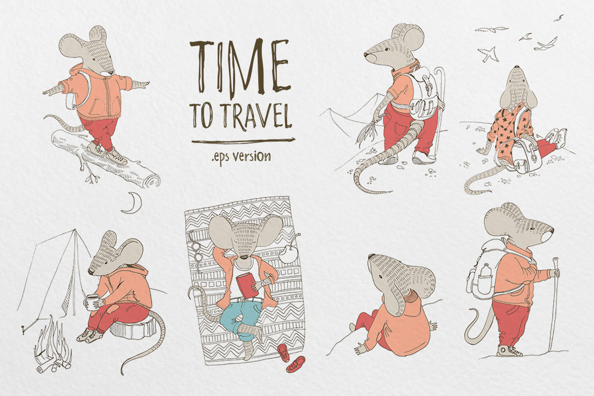 Mouse time. 15 mice for cards, an Animal Illustration by katyabuslaeva (Photo 3 of 5)