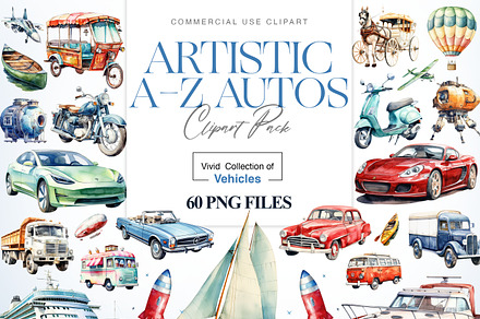 Watercolor Vehicle Clipart, Car PNG, a Transportation Illustration by BrushstrokeArtGB