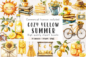 Cozy Yellow Summer Clipart, an Illustration by CreationArt