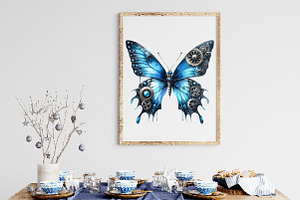 Blue Steampunk Butterfly Clipart