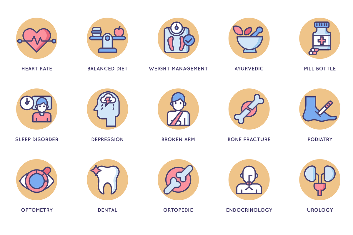 105 Health & Medical Icons - Rounded, an Outline Icon by Flat Icons