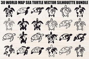 World Map Sea Turtle Bundle
