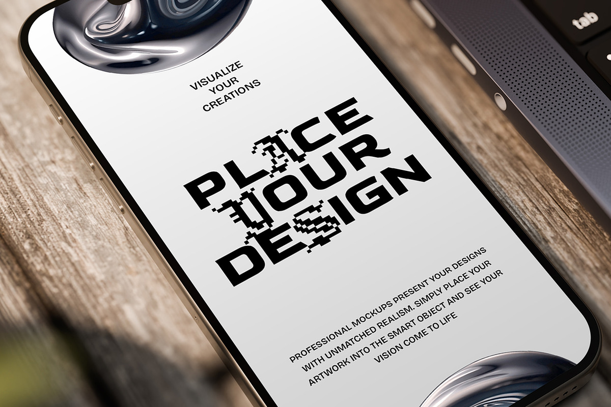 iPhone Mockup on Wooden Desk, a Device Mockup by Jiwstudio (Photo 8 of 9)